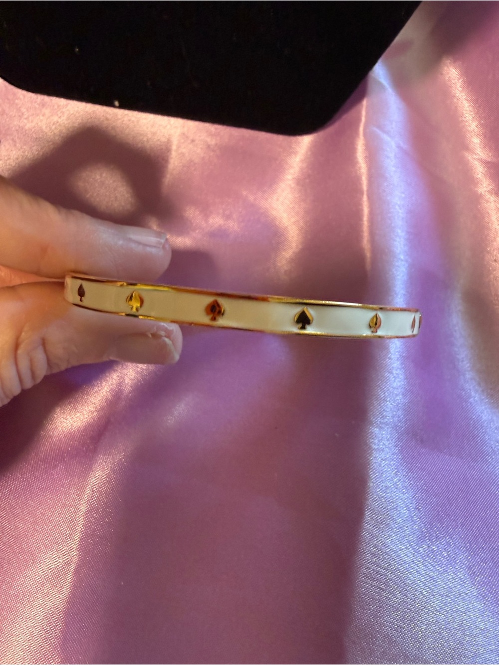 kate spade White Enamel Bracelet with Gold Spade Accents